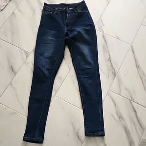 Dark Blue Skinny Jeans ~high waisted  with lots of stretch